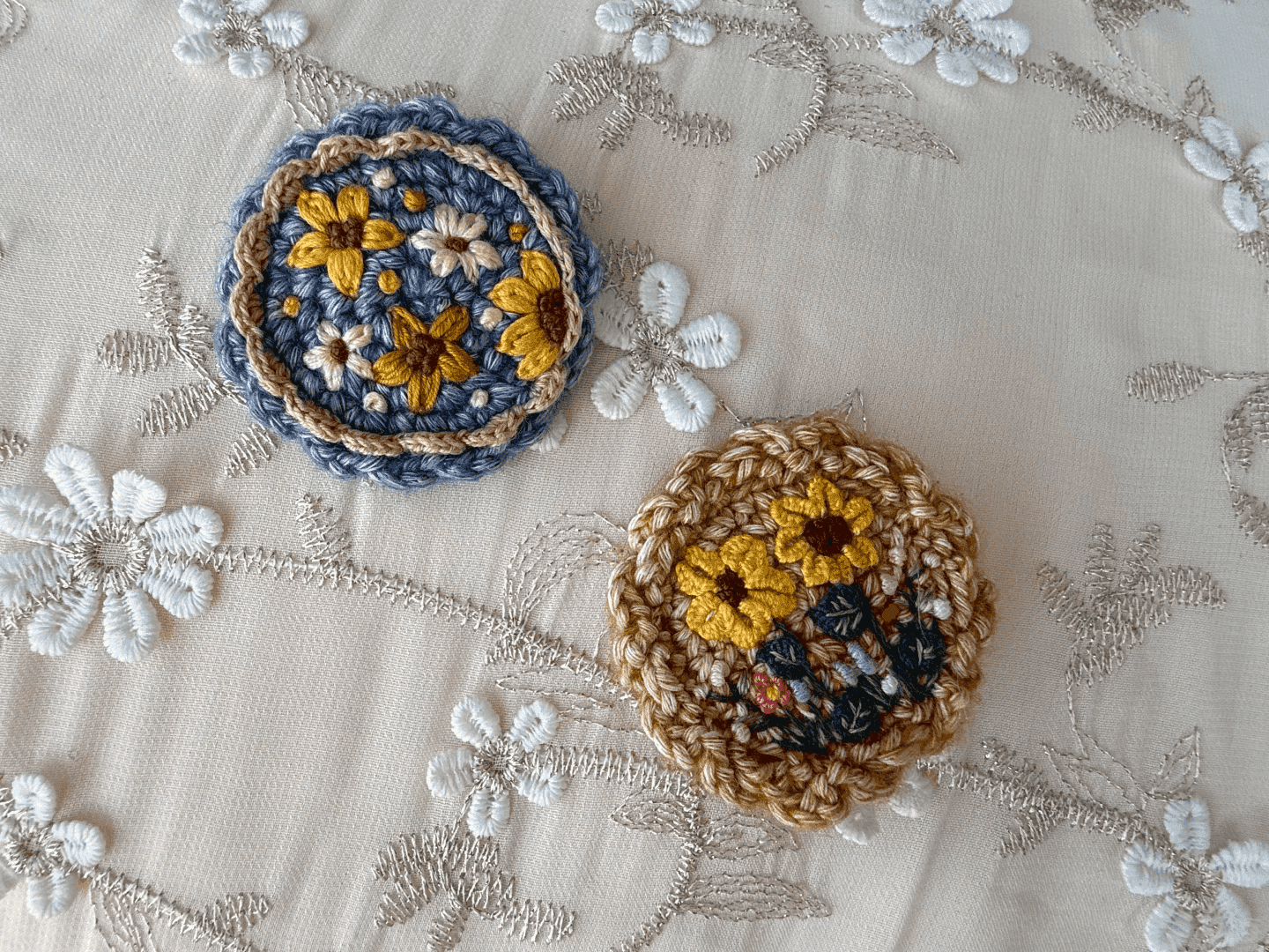 真的超级好看的钩织刺绣胸针！！